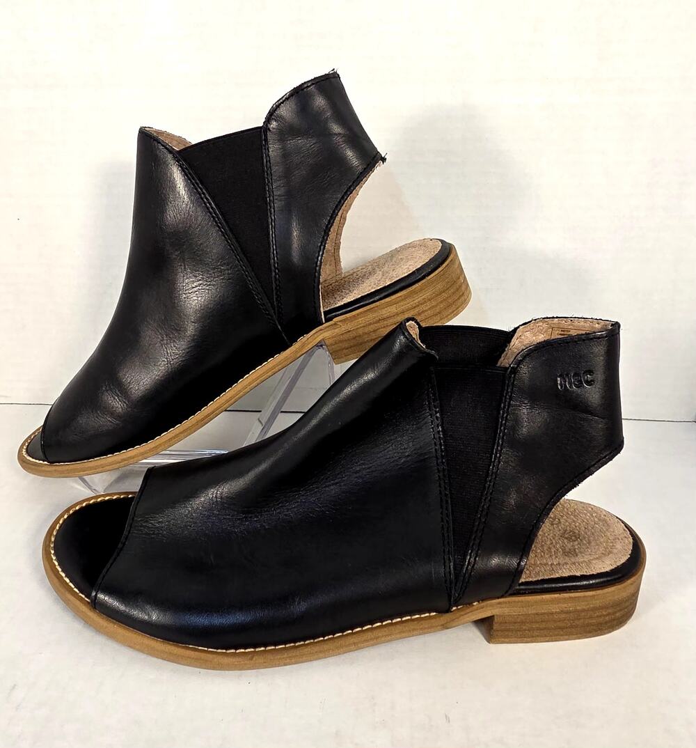 Musse‎ & Cloud Ciara Black Leather peep Toe Slingback Ankle Boots Size 40, US9.5